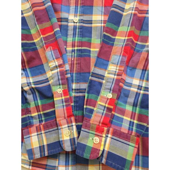 Polo Ralph Lauren Shirt Mens Medium Red Plaid Slim Fit Button Up Preppy Cotton - Picture 12 of 12